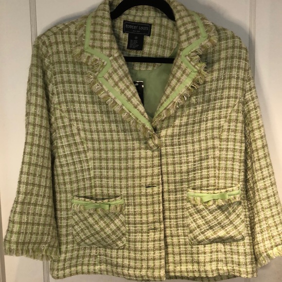 Green tweed plaid preppy blazer bows chanel legally blonde vintage 90s y2k - Picture 1 of 8